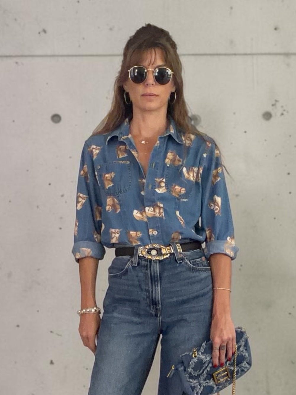 Vintage - Liz Claiborne - Chambray Novelty Shirt - Size M Petite